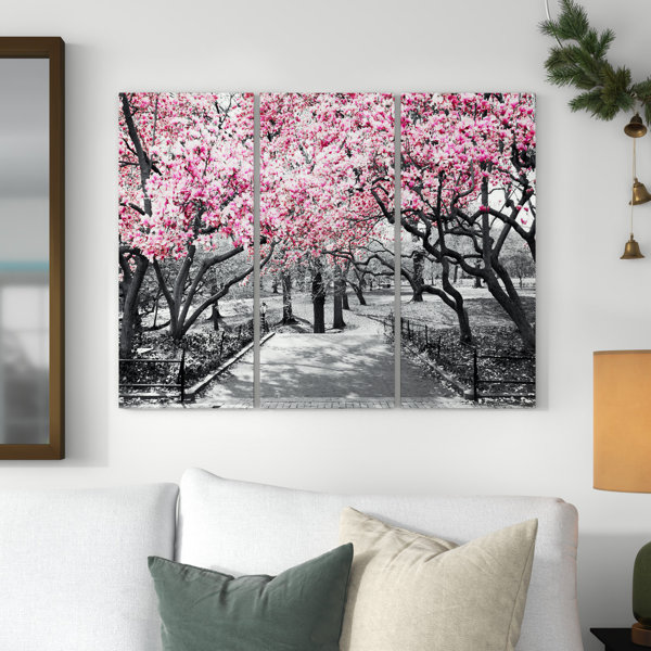 The Twillery Co.® Cherry Blossoms 3 Piece Wrapped Canvas Photograph
